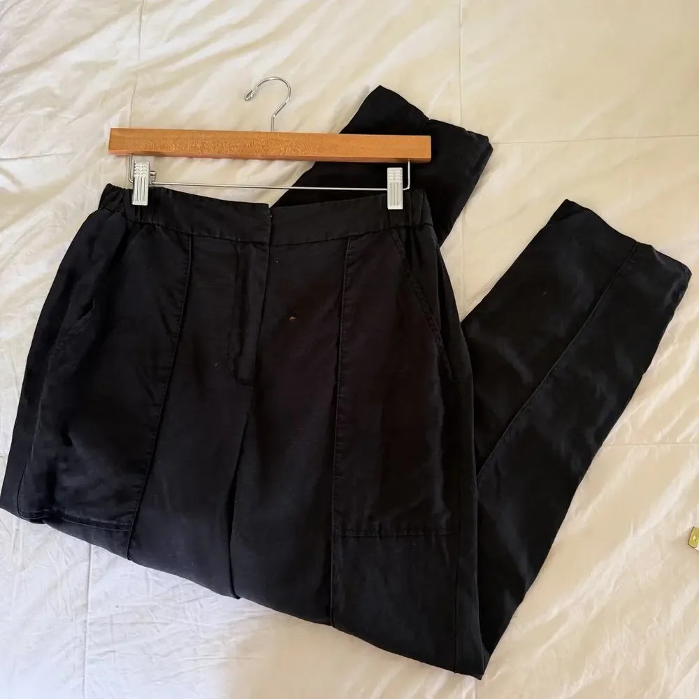 Kobi Halperin Black Tencel Linen Pull On Tapered Pants Women’s Small